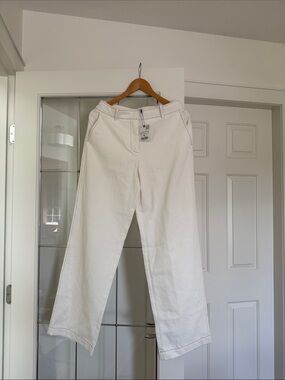 White pants with stitching